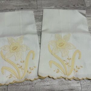 vintage white linen hand or guest towels